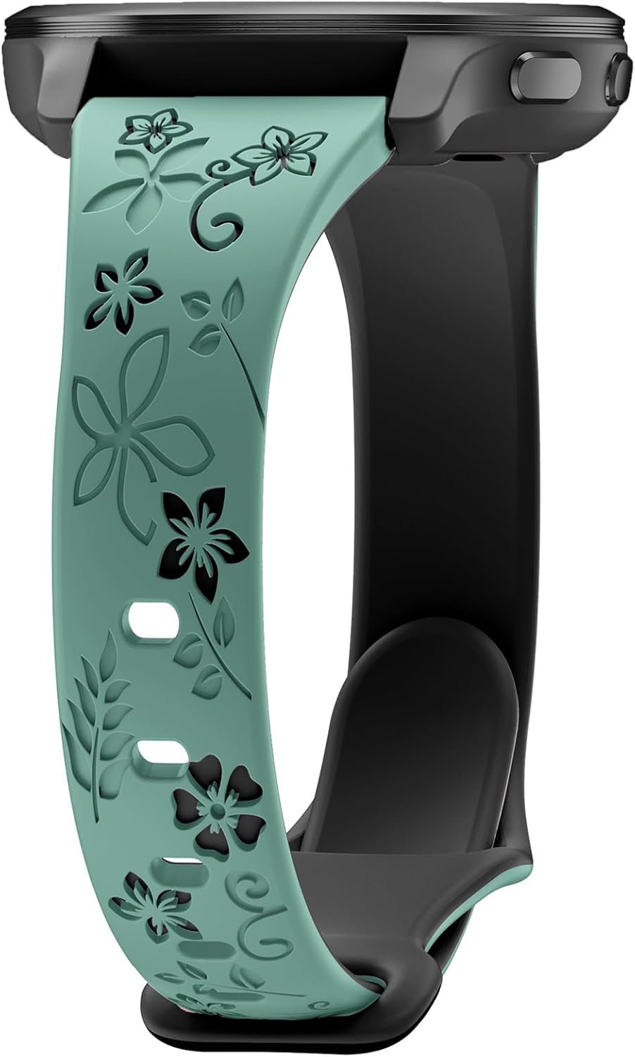 20Mm Floral Engraved Band Compatible with Garmin Vivoactive 5 Watch Band/Vivoactive 6/3/3 Music/Venu Sq 2/Venu/Venu Sq, Soft Slim Silicone Cute Embossed Strap for Forerunner 55/165/245/645