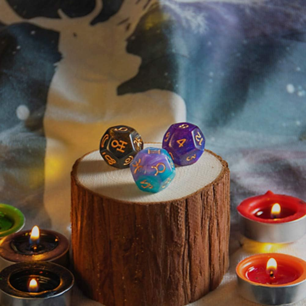 3 Pieces Acrylic Pearl Astrological Dice for Constellation Divination Accessory 3 Colors D12 Glitter Dice Set image number 5