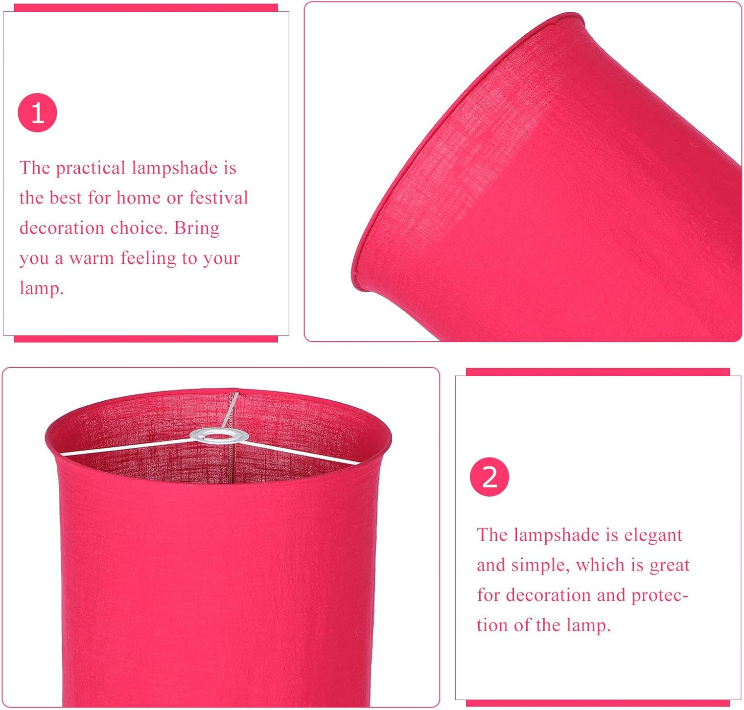 Foldable Red Cloth E27 Hanging Lamp Shade 35Cm Fabric Lampshade and Table Lamp Modern Clip-On Shade for Living Room and Dining Room image number 5