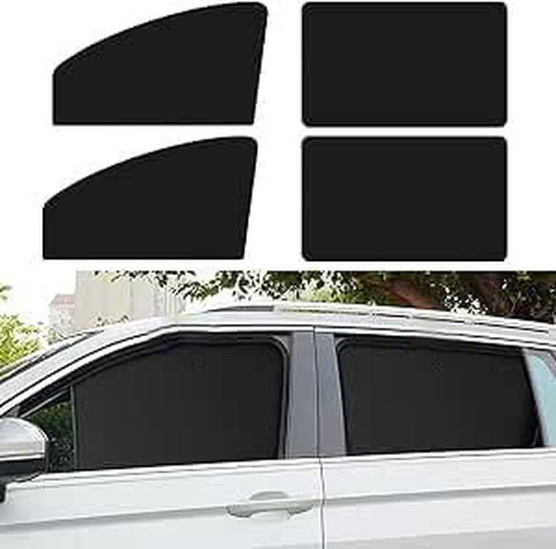 Car Side Window Sun Shades, Window Sunshades Privacy Curtains, 100% Block Light for Breastfeeding, Taking a Nap, Changing Clothes, Camping (Front&Back 4Pcs)