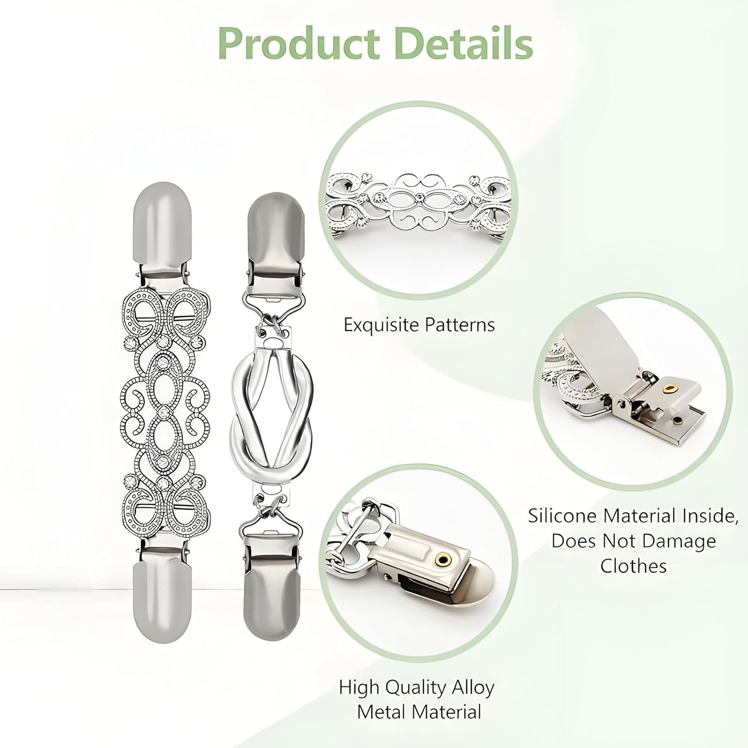 MYTOAU 4PCS Cinch Clip,Sweater Collar Clips Cardigan Vintage Collar Shawl Clips Dress Clips Dress Shirt Brooch Clips Pant Waist Tightener Travel Hat Clips Sweater Clipsfor Women Girl Decor image number 2