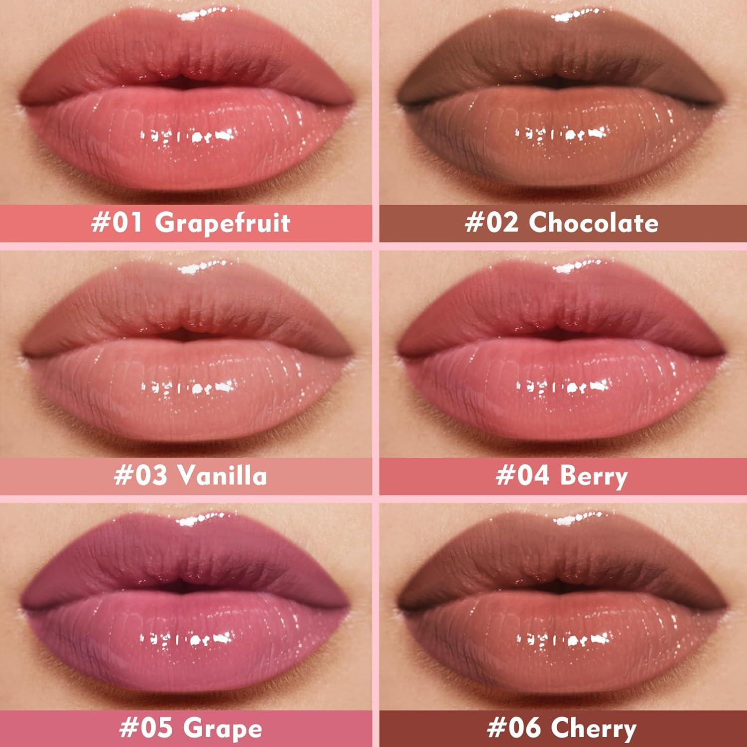 KIMUSE Tinted Lip Butter Hydration Balm Trio, 6 Flavored Shades Hydrating Plumping Gloss with Sheer Tint, Non-Sticky | Vegan Lip Care Makeup for Dry Lips & Daily