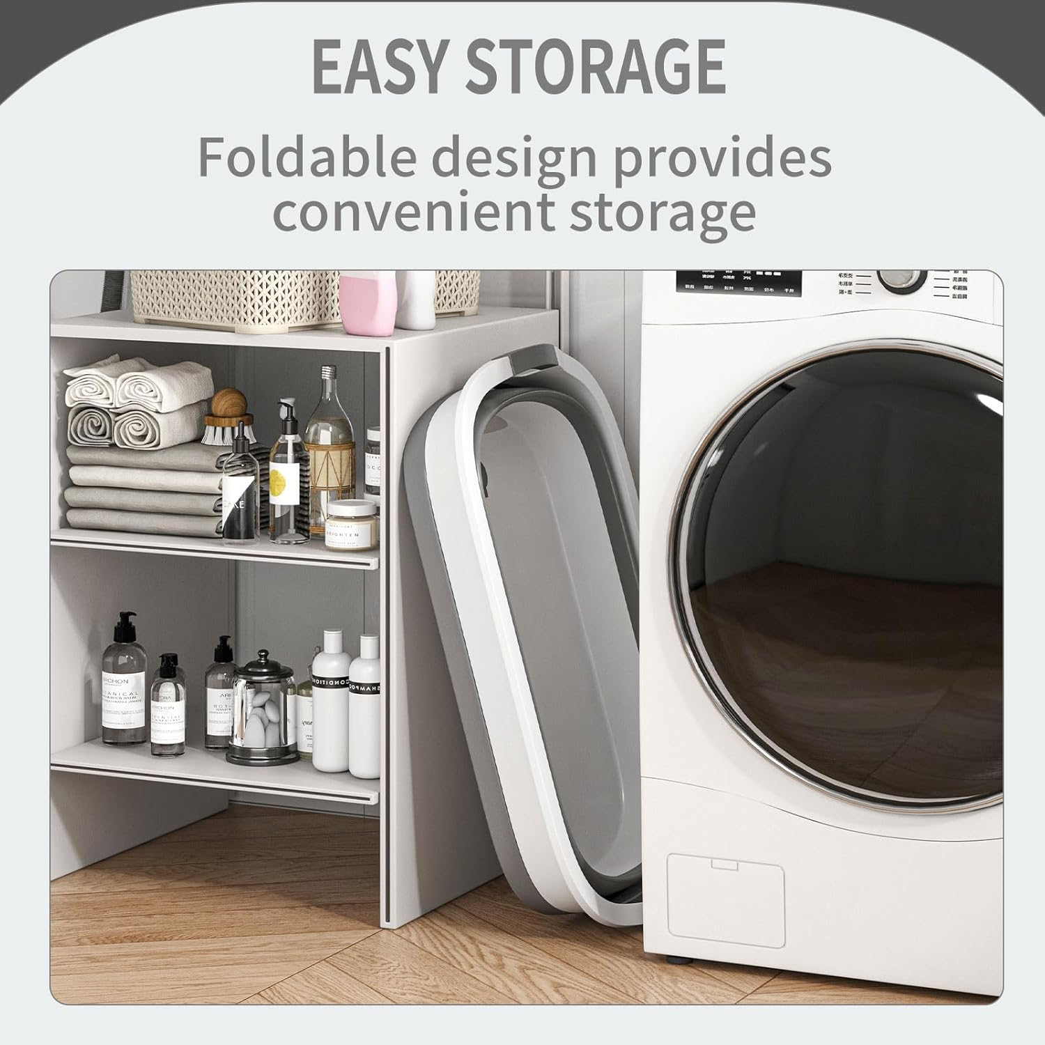 BREENHILL Collapsible Dog Bath Tub for Small Dogs & Cats, Portable Puppy Bath Tub with Water Drain Plug, Space Saving Foldable Pet Bathtub for Indoor & Outdoor Use, Grey - Gray image number 2