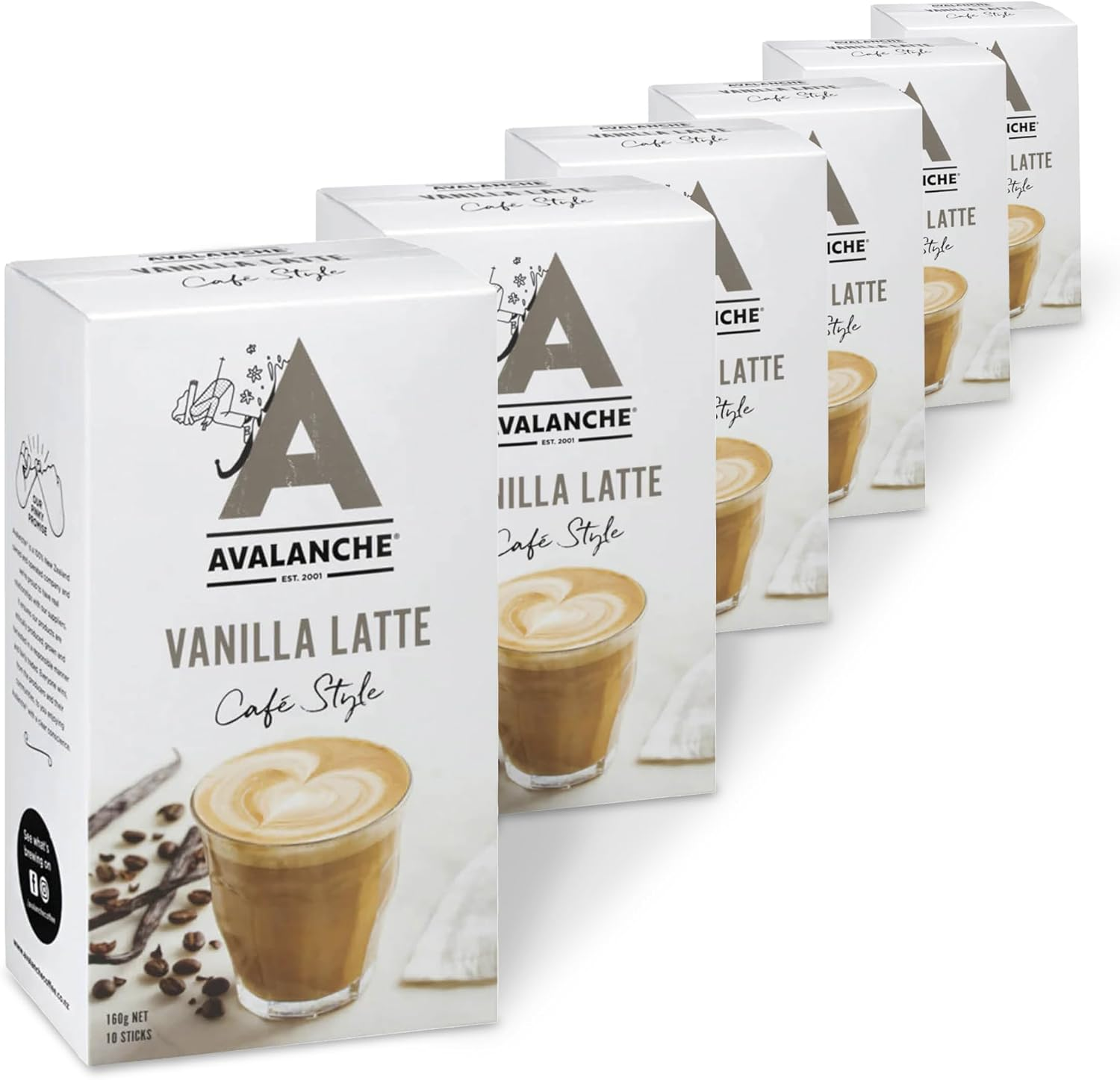 Avalanche Vanilla Latte Cafe Style 60 Coffee Sticks (Pack of 6) image number 6