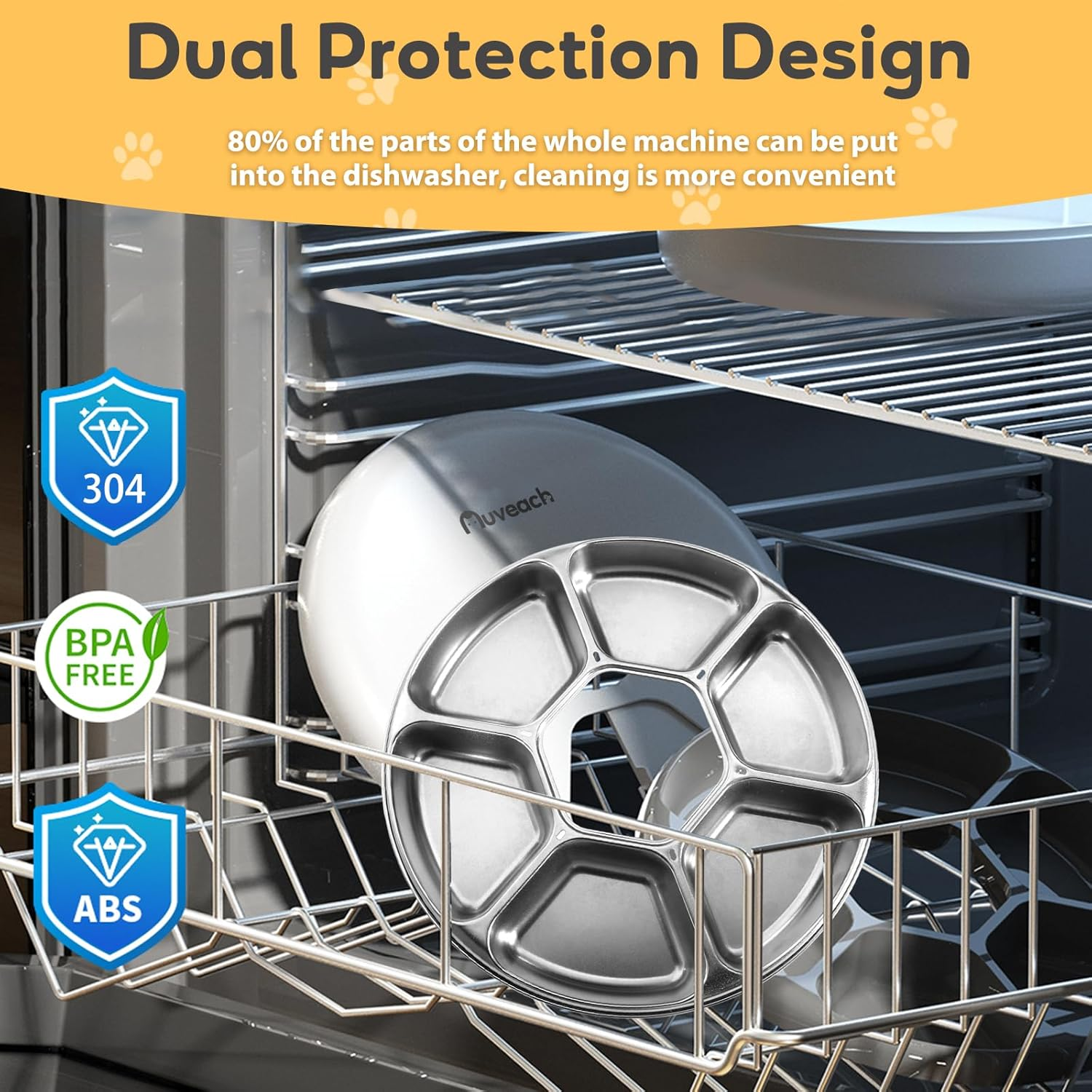 Automatic Cat Feeder for Wet/Dry Food, Auto Pet Feeder with Stainless Steel Tray, 6 Meals Cat Food Dispenser with 2 Ice Packs for Cats & Small Dogs image number 2