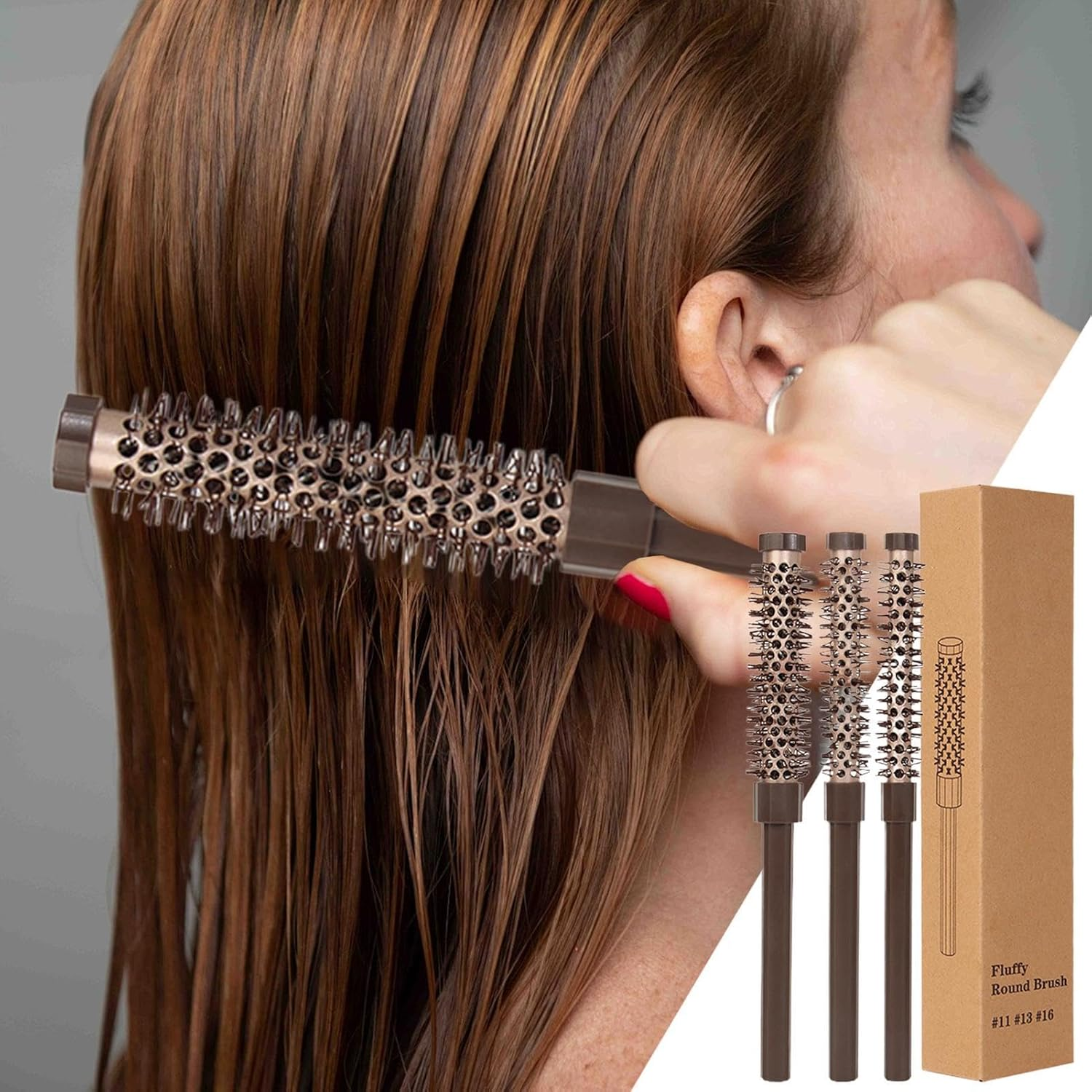 Tuxuseo Hairstyle Brush, round Brush for Blow Drying, Styling Roller Comb, round Moustache, Professional Rolling Brush, Rollling Comb for Bangs, Beard, Thin Short Hair image number 3