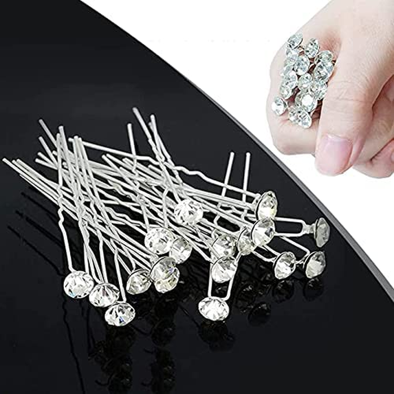 40 Pack Bridal Wedding Hair Pins Rhinestone Hair Clips Accessorie U Shaped Hair Clips Crystal Hair Pins Wedding Hair Accessories for Women and Girls image number 6