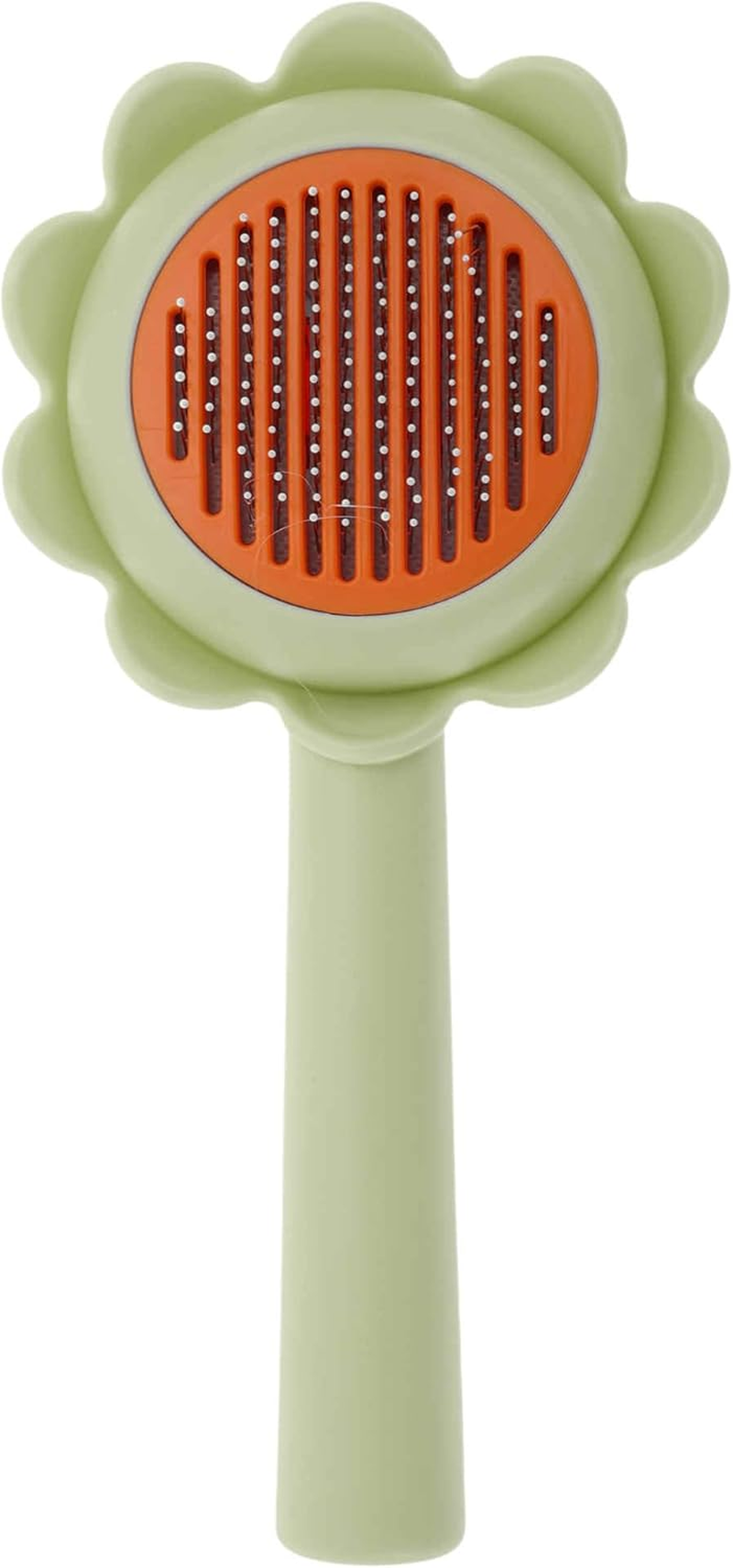 CAPASTEC Pet Brush, Cleaning Brush for Cats and Dogs, Flower Shape Pet Grooming Brush Tool, Easy Detangling Puppy Brush for Hair Massage Indoor and Outdoor, Green image number 1