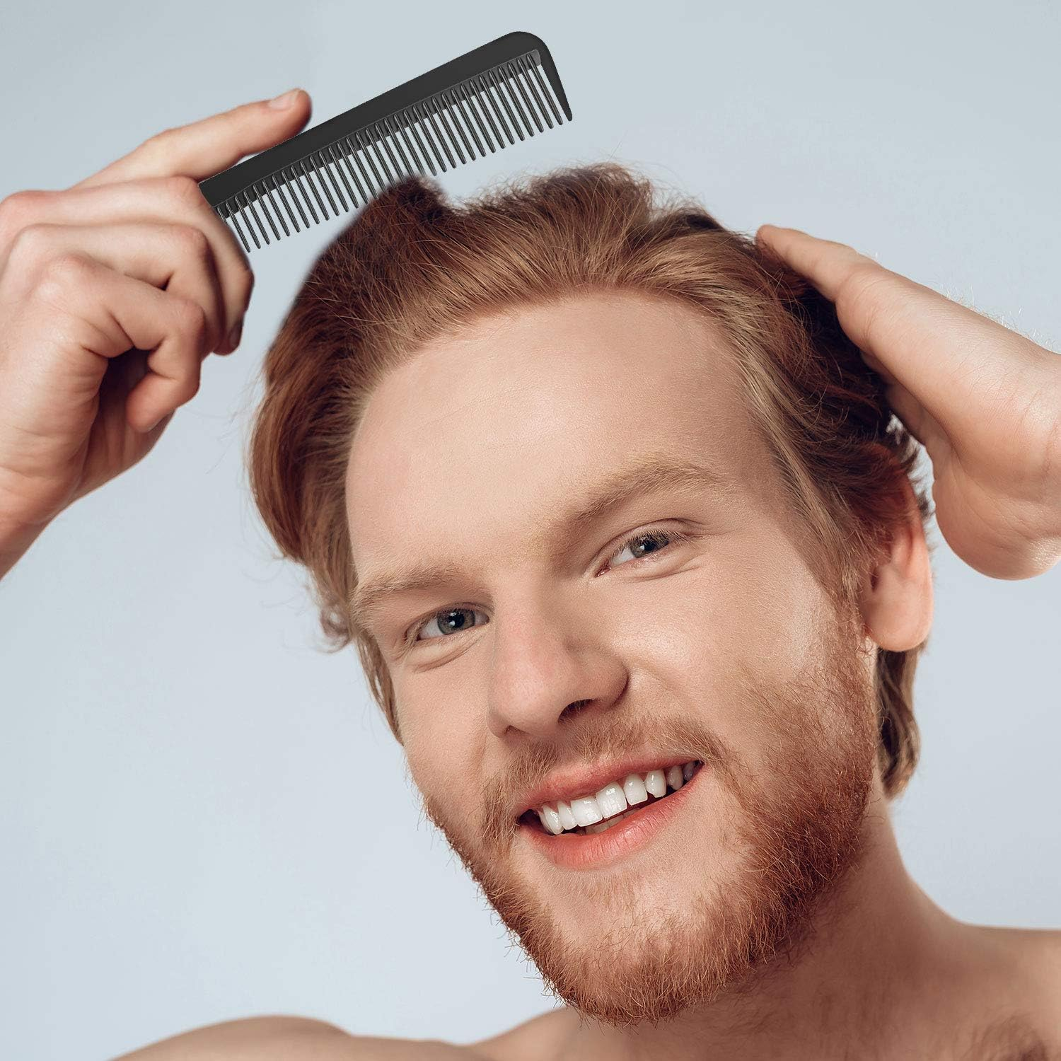 Boao 6 Pieces Tapered Comb Carbon Fiber Salon Hairdressing Fine and Wide Tooth Comb Heat Resistant Tapering Barber Stylist Cutting for Men Women(Black) - Pink image number 4