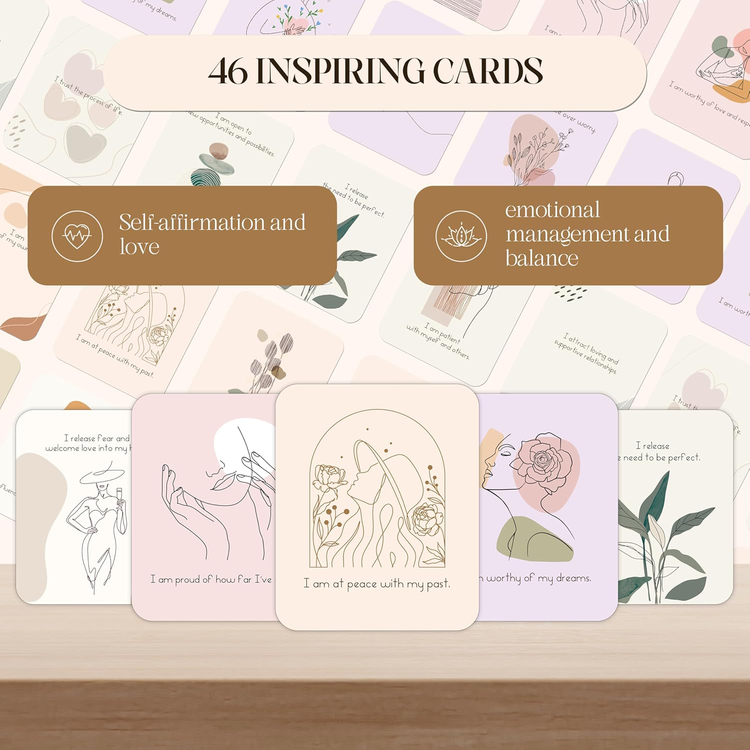 BIROYAL Positive Affirmations Cards for Women - 45 Motivational Cards with Inspirational Quotes - Daily Affirmations for Women - Inspirational Card with Display Stand & Metal Box - Best Affirmation Gifts image number 1