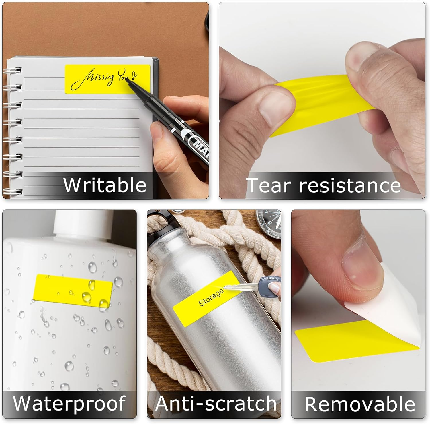 Rectangular Yellow Color Coding Label 1 X 2 Inch Self Adhesive Vinyl Waterproof Writable Removable Sticker Roll for DIY Office School Supplies Inventory Name Price Tag File Paper 500 PCS - Orange image number 3