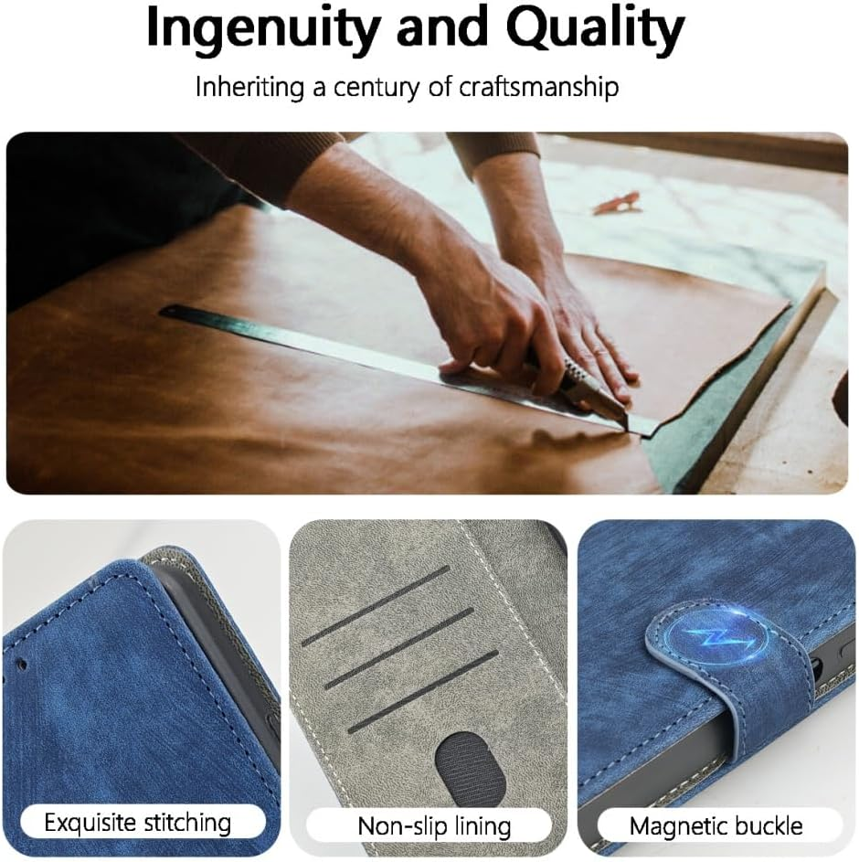 BEEJTUNY Leather Mobile Phone Case for Nothing Phone 3A Pro, Wallet Case with RFID Protection, Magnetic Fit Protective Case, Integrated TPU Cover Case, Brown image number 6