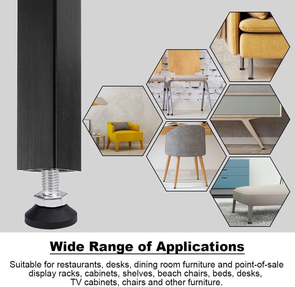 KBNIAN 10 Pcs Furniture Leveling Feet, M10*40Mm Threaded Heavy Duty Adjustable Table Foot Anti-Slip Threaded Levelling Feet Shock Dampening Furniture Glide Leveling Feet Floor Protector for Chair Leg image number 6