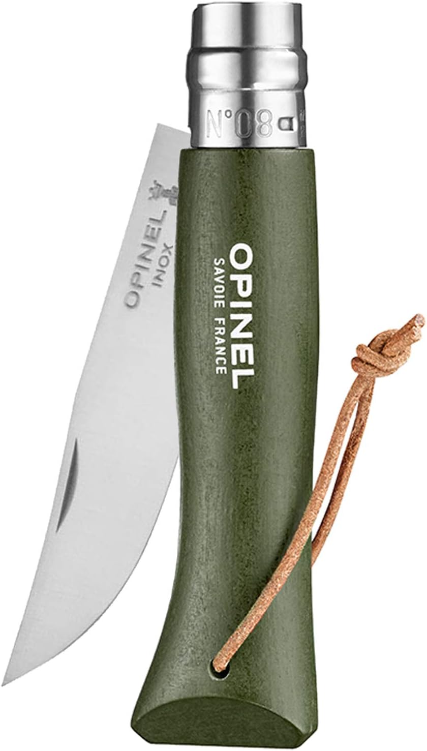 Opinel Colorama Stainless Steel #08 Trekking Knife, Khaki, 8.5 Cm Blade Length - Red image number 6