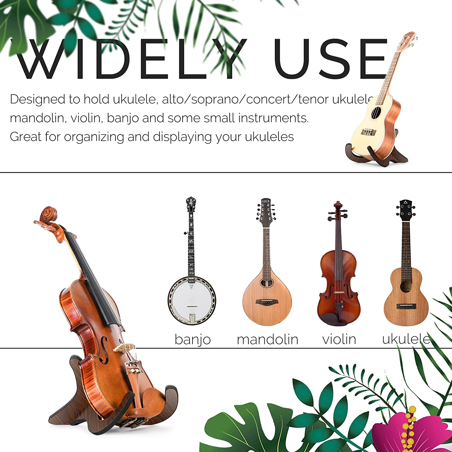 Wooden Ukulele Stand Violin Mandolin Folding Portable Stand image number 2