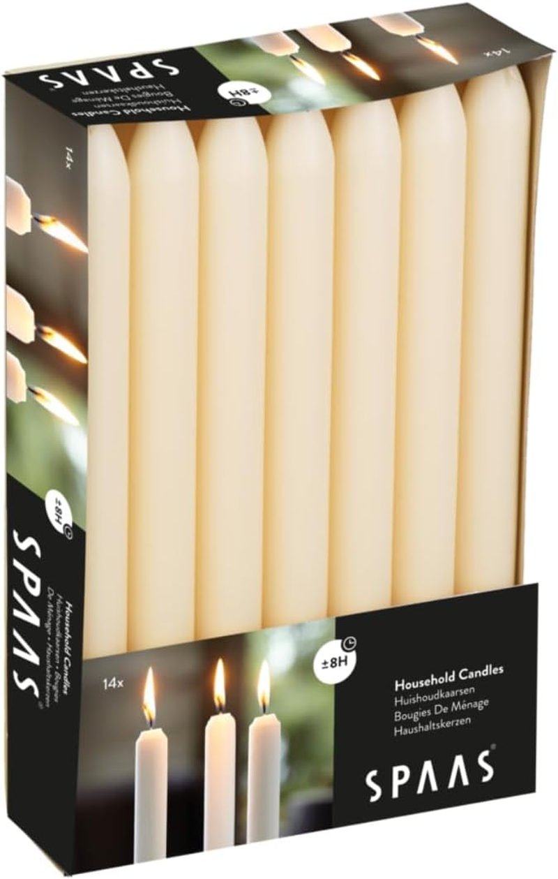 Spaas 14 Tapered Dinner Candles 21/220 Mm, &plusmn; 8 Hours, Unscented, Ivory image number 2