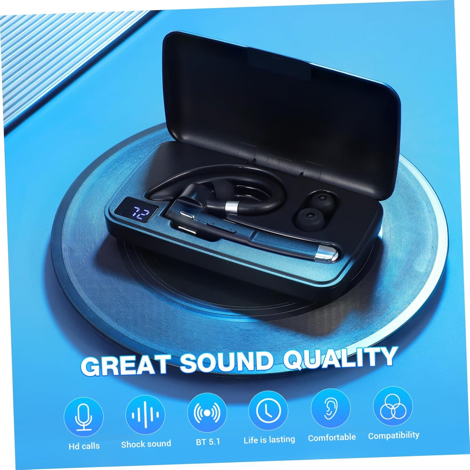 LALAFINA Wireless Wireless Headset Noise Cancelling Earbuds for Business Running Lightweight Comfortable Design for Office and Outdoor Use image number 3