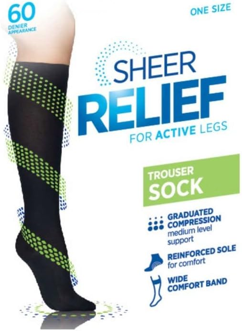 Sheer Relief 60 Denier Cotton Sole Trouser Sock for Active Legs Stocking H33087 image number 2