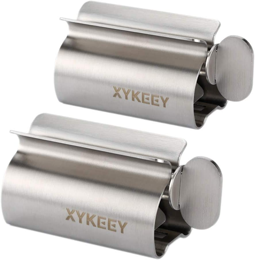 XYKEEY Toothpaste Tube Squeezer - Set of 2 Toothpaste Squeezer Rollers, Metal Toothpaste Tube Wringer Seat Holder Stand (Stainless Steel) image number 5
