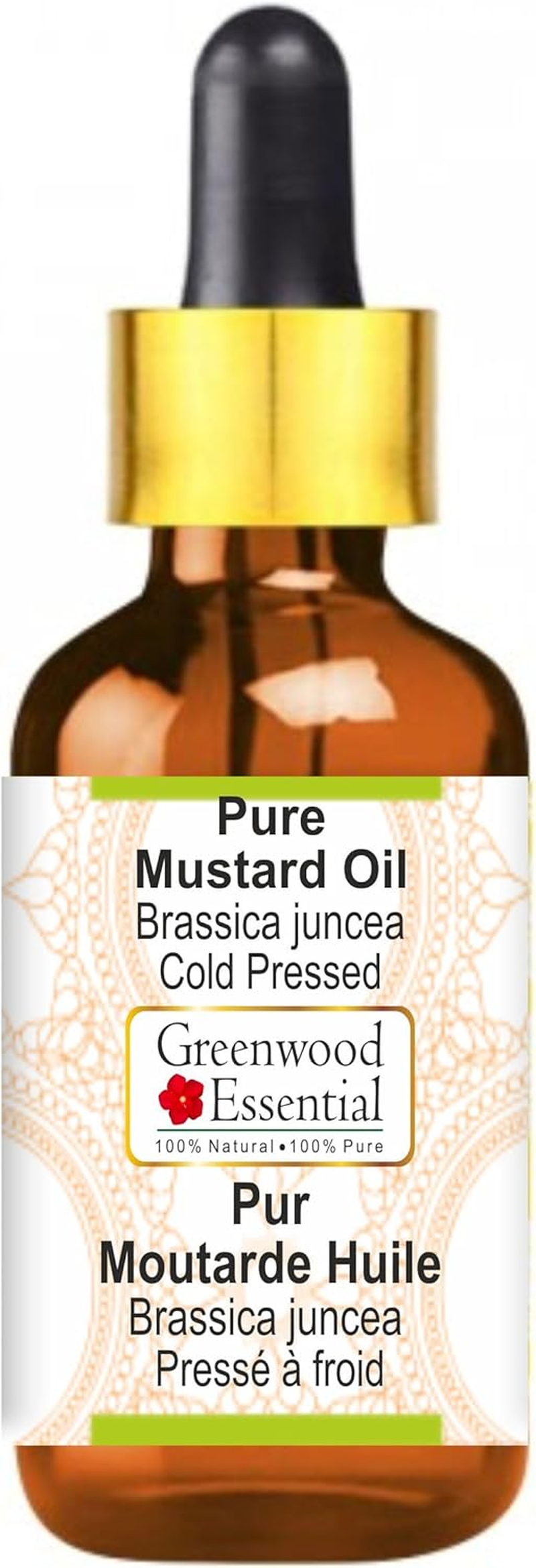 Greenwood Essential Pure Mustard Oil (Brassica Juncea) with Glass Dropper Cold Pressed for Personal Care 100Ml (3.38Oz) image number 3