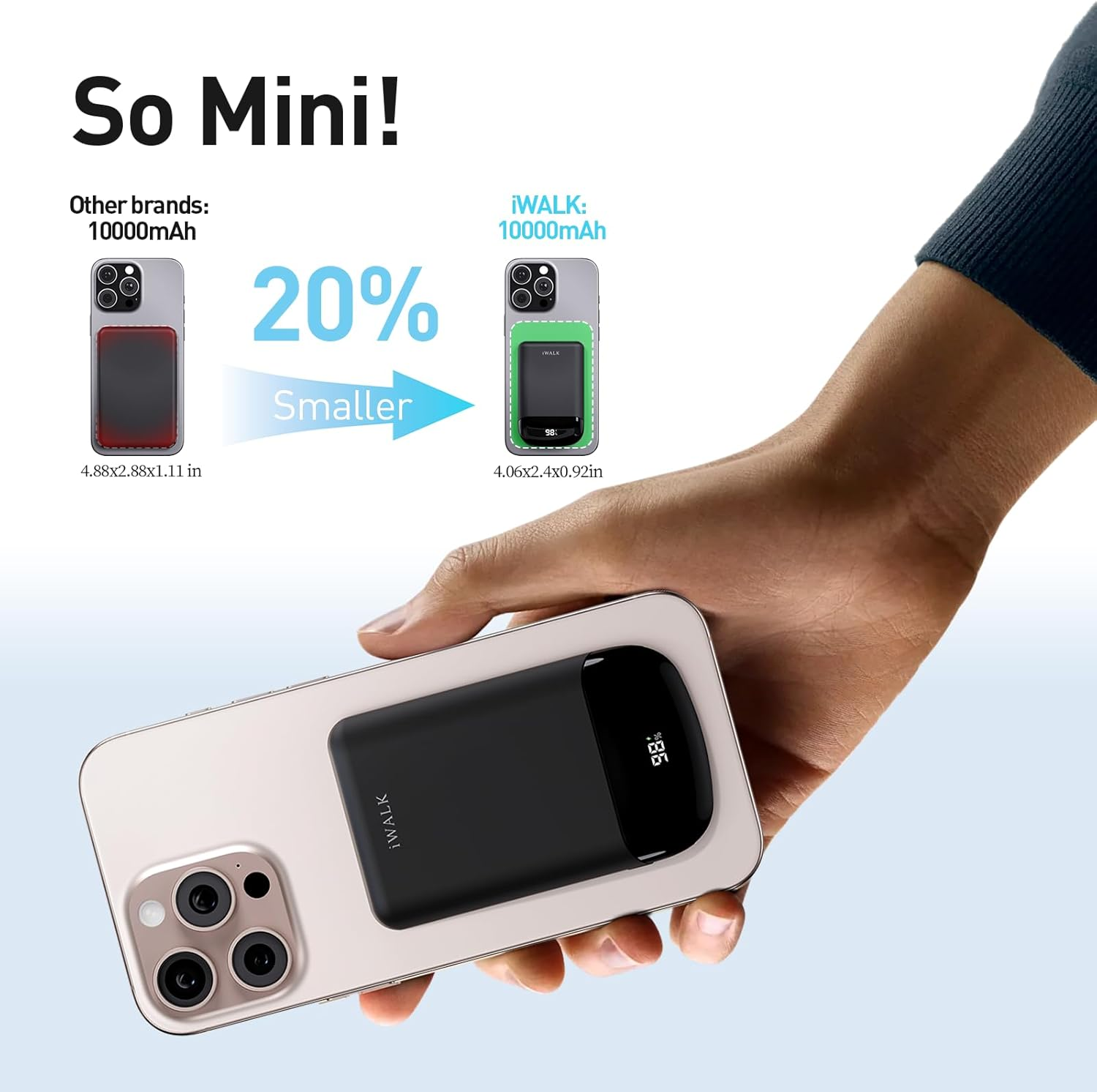 Iwalk 10,000Mah Magnetic Portable Charger, Wireless Mini Power Bank,40W Max Fast Charging Battery Pack with Built-In USB-C Cable Compatible with Iphone 16/15 Series, Airpods, Samsung S25 Series,Black image number 4