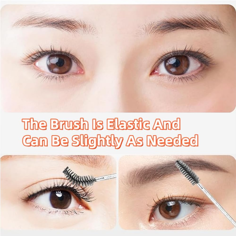 Fabselection Crystal Eye Brushes, Mascara Wands, Eyelash Mascara Brushes, Eye Eyelash Applicator Brush,Eyebrow Brush Applicator Cosmetic Makeup Brush Tool Kits for Eyelash Extension (200 Pieces, Black) image number 4