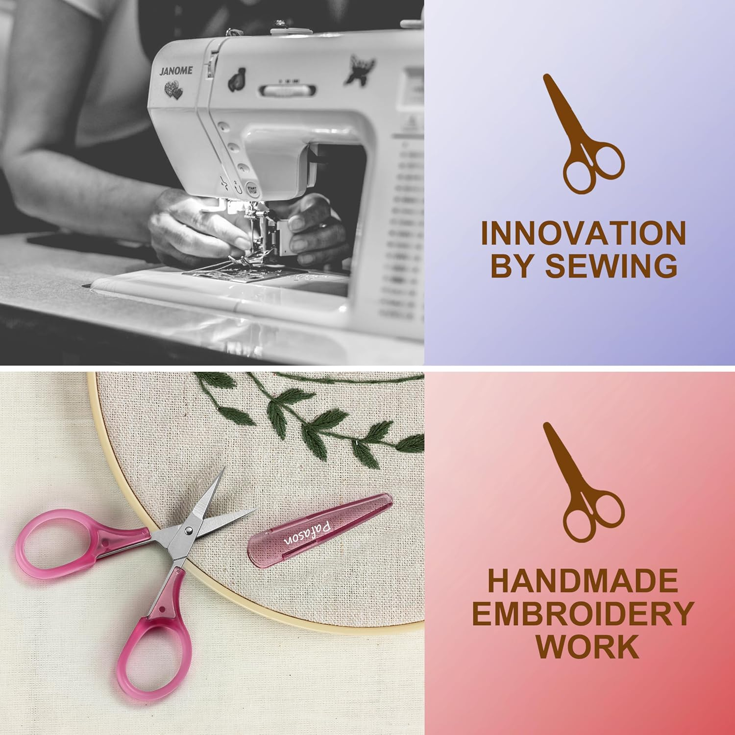 PAFASON Mini Precise Craft Scissor Set 2 PC Straight for Scrapbooking Quilting DIY Sewing Knitting Embroidery Cross Stitch Crochet Thread Yarn Paper Detail Fabric Cutting Stainless Steel, Safety Case image number 6