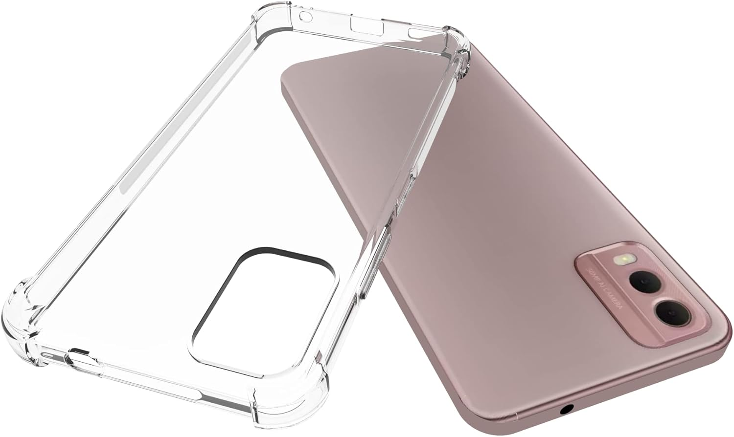 USTIYA for Nokia C32 4G Case Clear TPU Four Corners Cover Transparent Soft image number 3