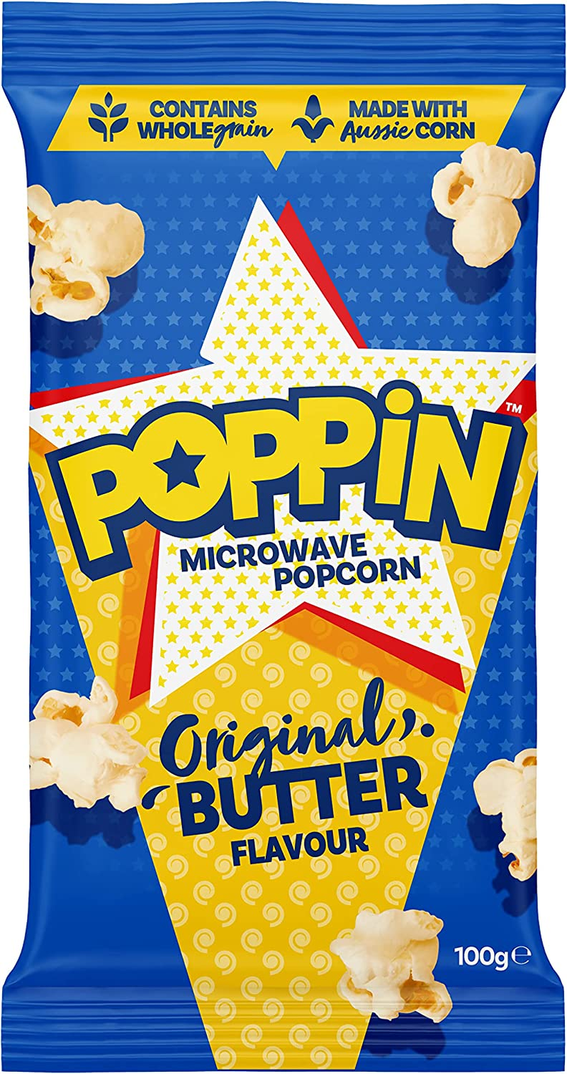 Poppin Microwave Popcorn Original Butter 100G X 4 Multipack Box X 4 (1,600G Total) image number 3