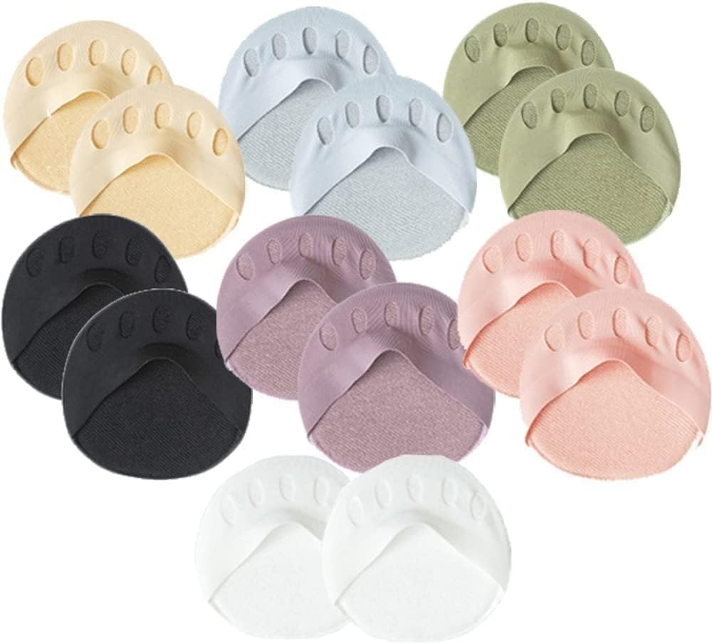 7 Pairs Metatarsal Pads, Honeycomb Fabric Forefoot Pads Soft Anti-Slip Invisible Forefoot Pads, Breathable Ball of Foot Cushions for High Heels to Relieving Foot Fatigue, 7 Colors image number 6