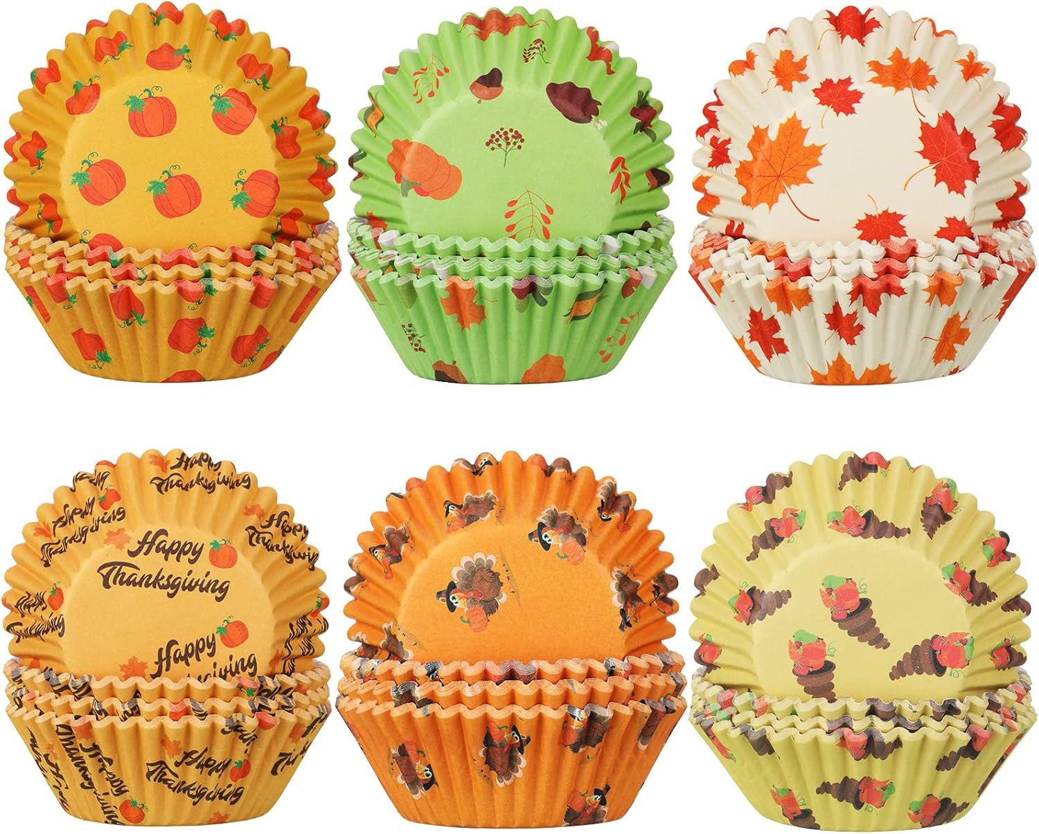 600 Pieces Thanksgiving Cupcake Liners Autumn Cupcake Baking Cups Cupcake Papers Muffin Liners for Baking Thanksgiving Cupcake Wrappers Fall Themed Liners Party Supplies Give Thanks Party Decorations image number 1