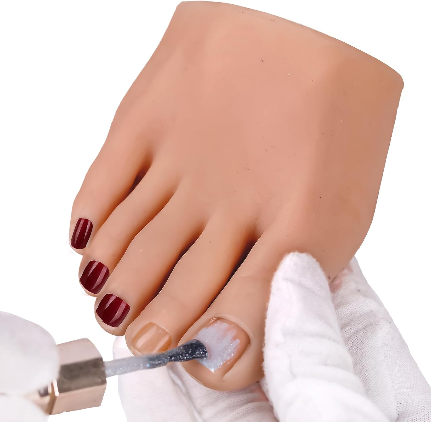 Yeefairy Realistic Silicone Fake Half Foot Female Nursing Mannequin Foot with 524 Pcs Nails, Practice Model Acrylic Nails Art Training Toes Soft Prosthetic Manicure Tool Tattoo (Pair, Bronze)