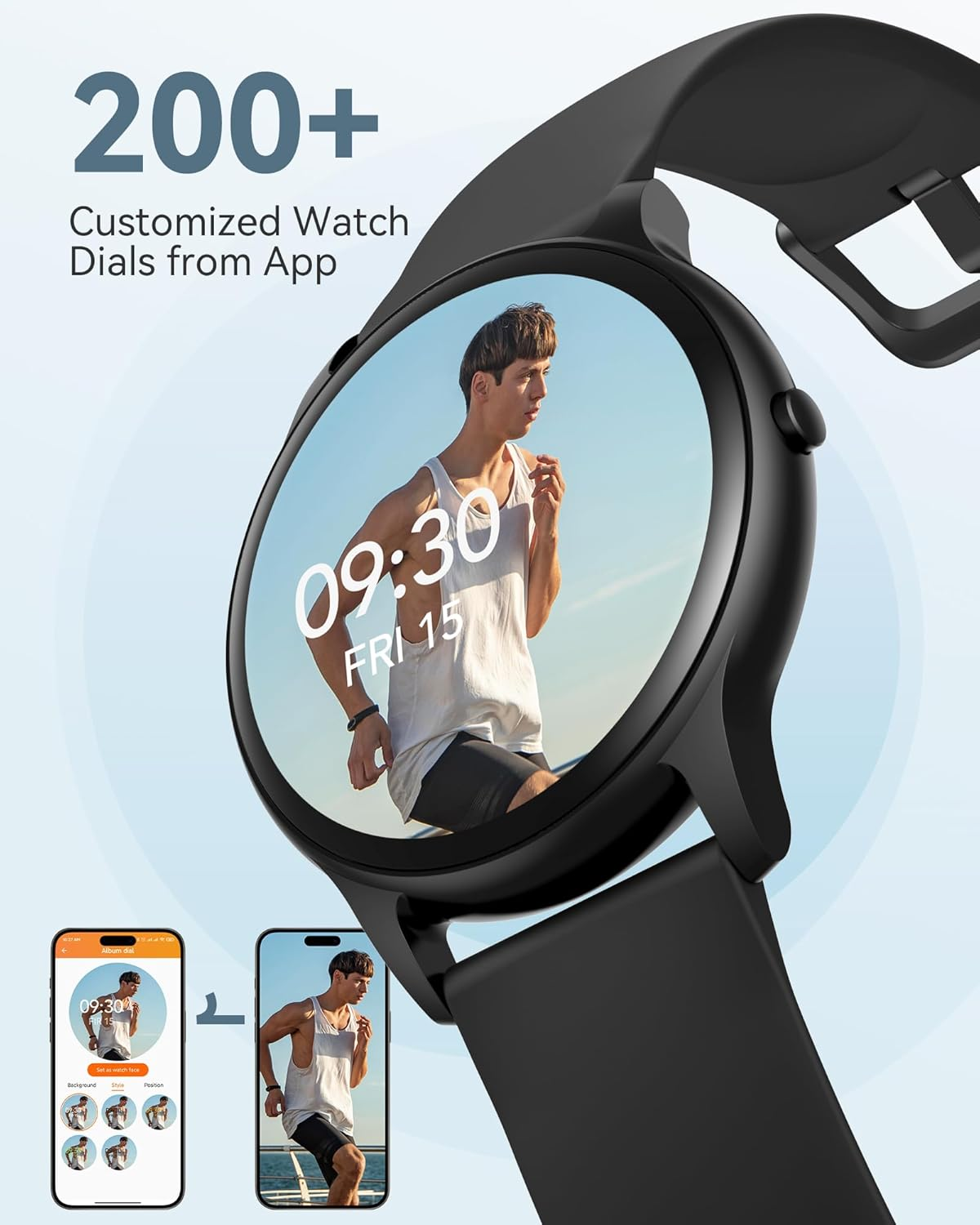 AGPTEK Smart Watch for Women, 5ATM Waterproof Smartwatch for Android and Ios Phones, Fitness Tracker Watch with 100+ Sports Modes, Heart Rate Monitor Pedometer Sleep Monitor, Black image number 4