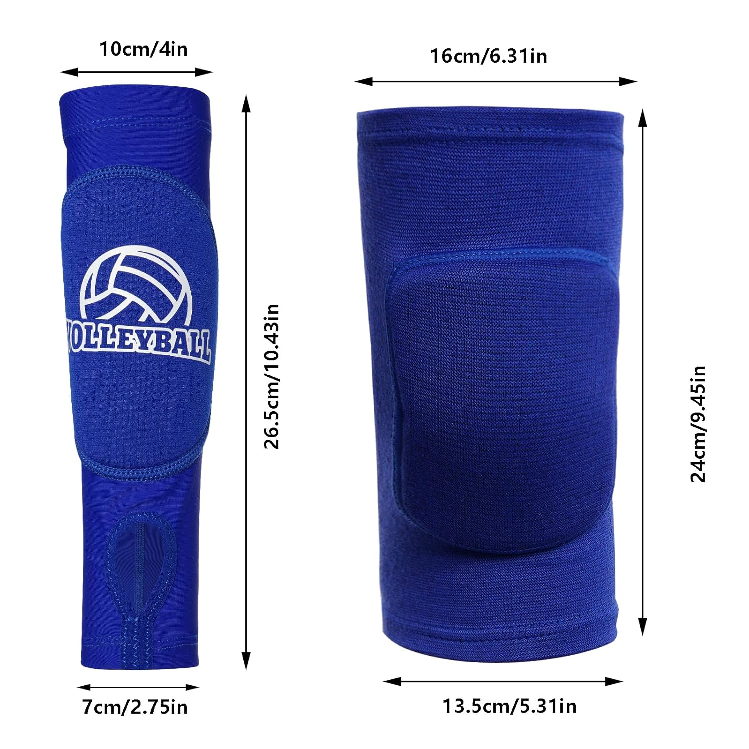 Obmwang 2 Pieces Volleyball Accessories Including Volleyball Knee Pads and Arm Sleeves with Protection Pads and Thumb Hole for Women Girls Teens (Blue) image number 2
