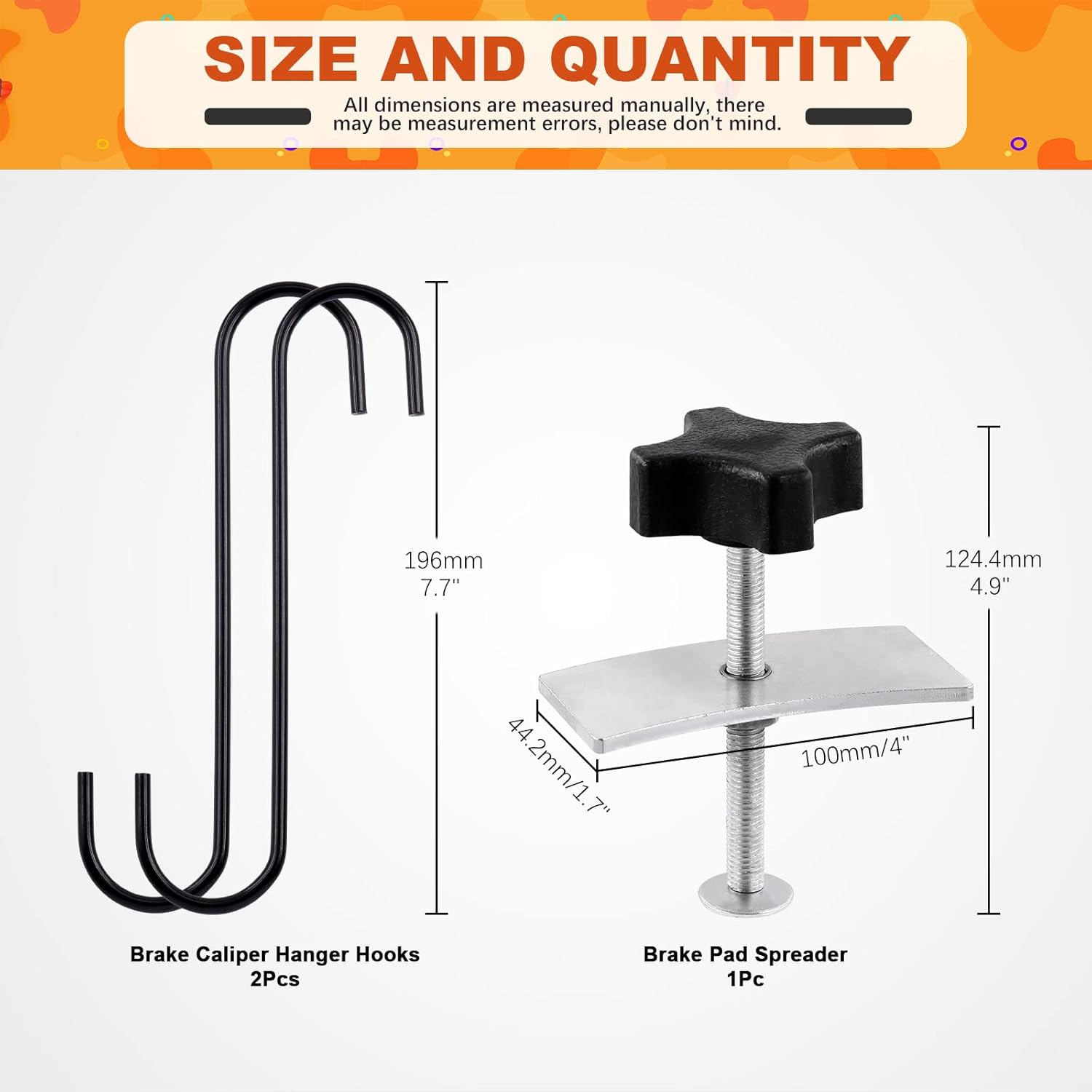 Tanstic 3Pcs Disc Brake Pad Spreader with Brake Caliper Hangers Kit, Heavy Duty Brake Pad Spreader Tool and Brake Caliper Hooks, Piston Brake Caliper Compression Tool for Cars Trucks