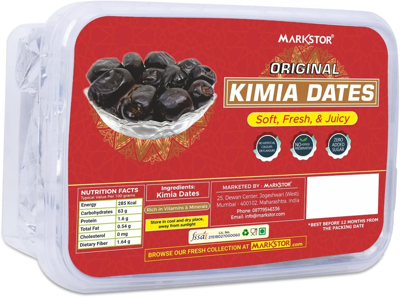 Markstor Original Kimia Dates - Fresh & Juicy Dates -500G - Natural Sweetness, No Added Sugar image number 3