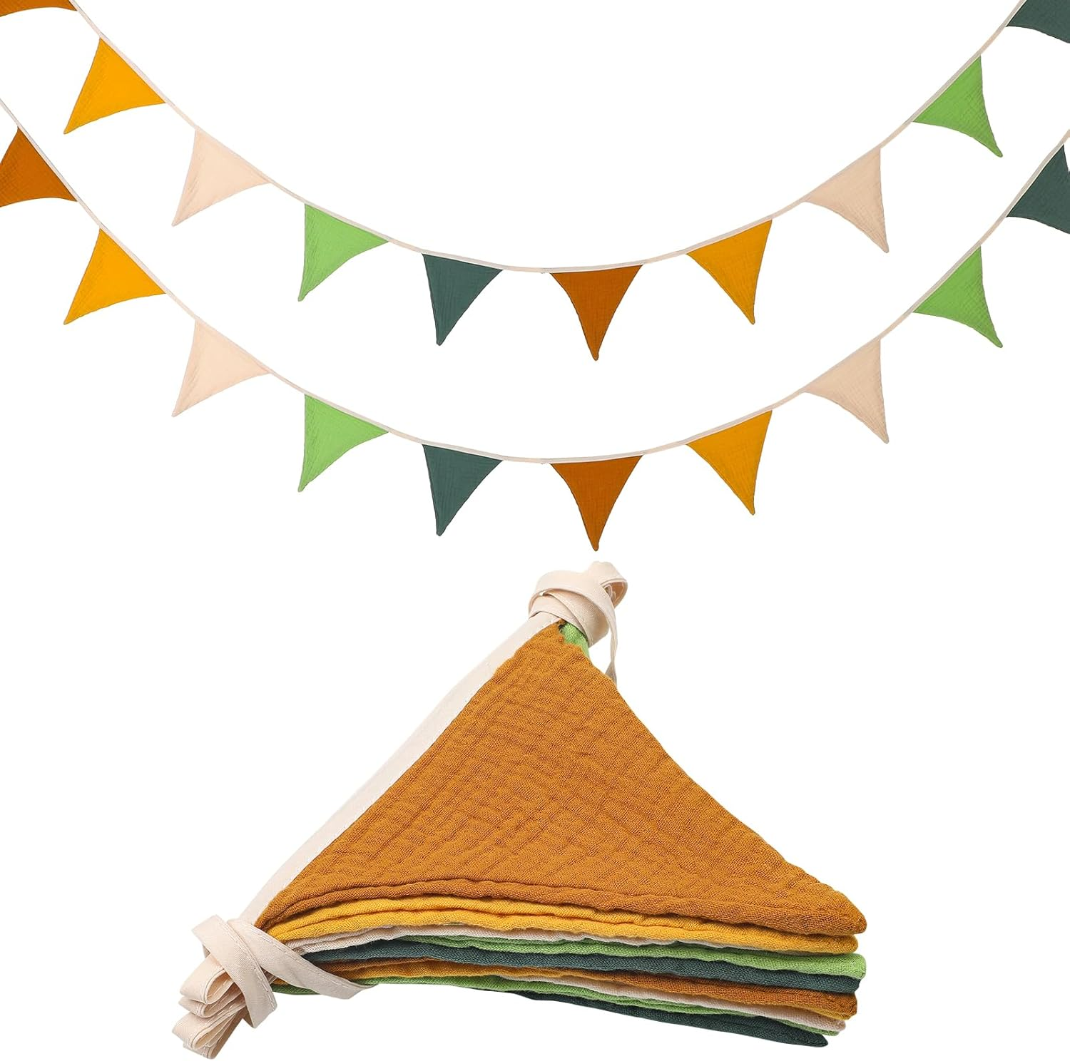 Oudain 17 Ft Pennant Banner, 2 Pcs Triangle Bunting Flag Multicolor Baby Garland Hanging Flag Banner for Wedding Birthday Baby Shower Parties Events Nursery Decor, Each 8.5 Ft in Length (Vivid Color)