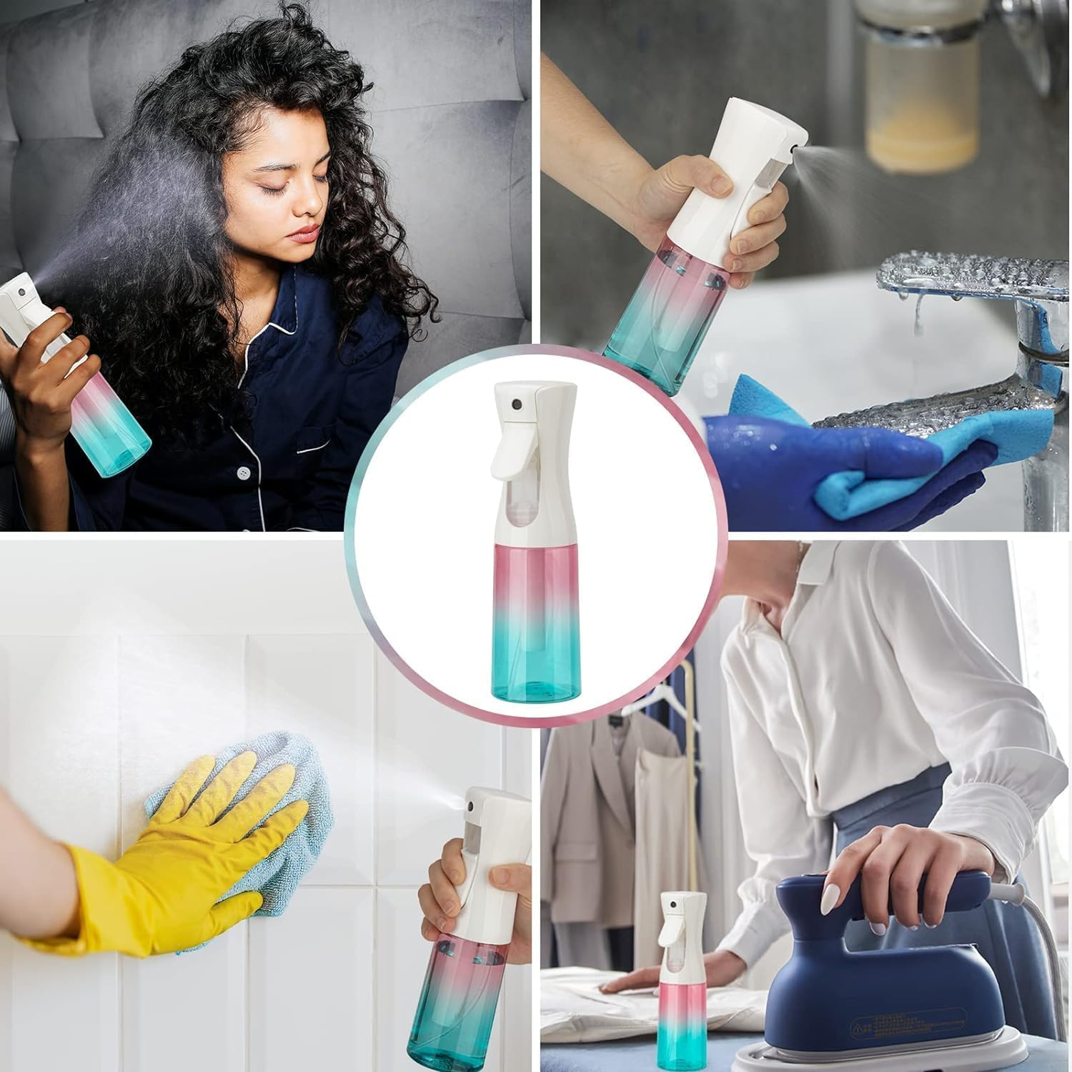 Continuous Spray Bottle, 6.8OZ /200ML Hair Mister Spray Bottle, Fine Mist for Salons,Barber, Plants, Skin Care, Cleaning(Red Blue Gradient,1 Pack) image number 3