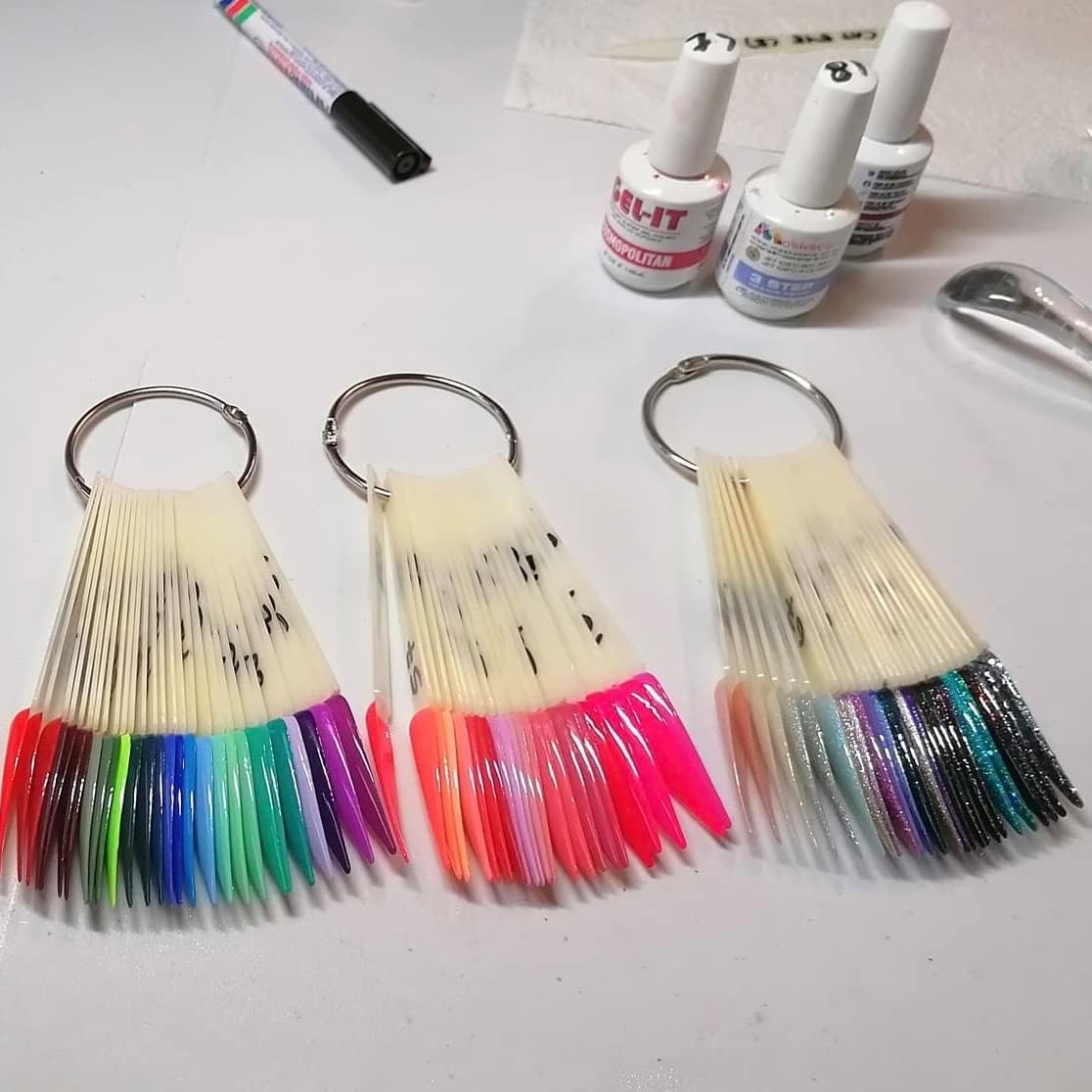 160 Pieces Nail Swatch Sticks Natural Stiletto Nail Tips Polish Color Board Pointed Tip Nail Art Practice Tips Display Nail Art Tips image number 6