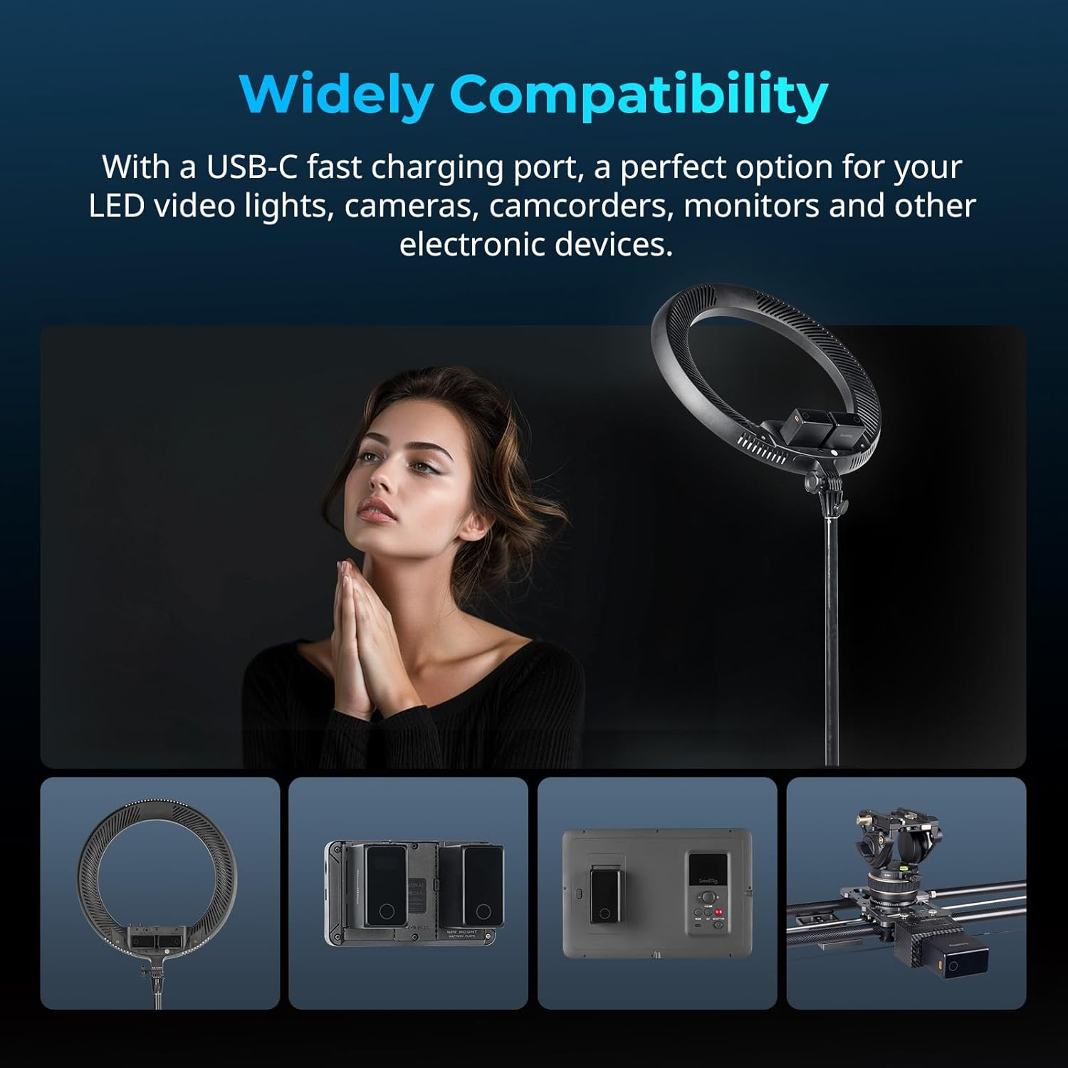 SMALLRIG 10500Mah Replacement USB-C Battery for Sony NP-F970, PD 36W Fast Charging, 3.5H Fully Charged, for Sony FX3/A7 IV/A7S III, for Canon R5/R6, for Nikon Z8, Power Supply for LED Light, Monitor - Orange image number 4