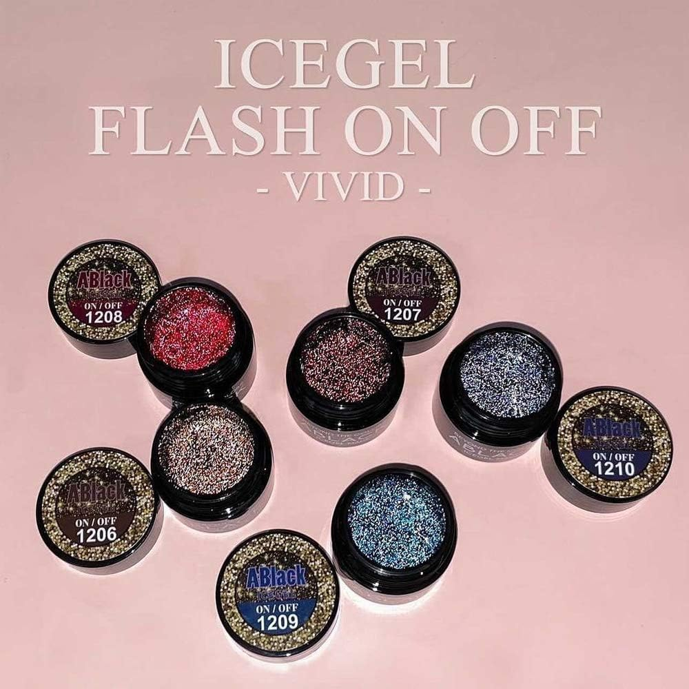 ICE GEL ABLACK FLASH on off GEL 1208 0.1 Oz (3 G) Gel Nail image number 3