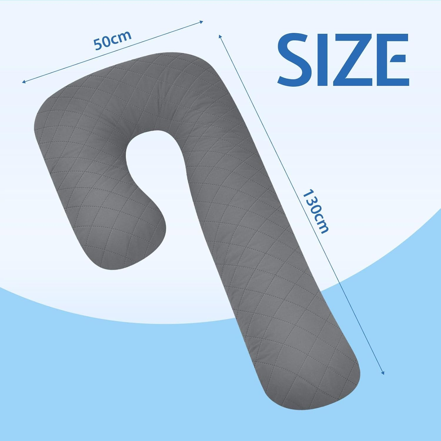 Luxdream Pregnancy Body Pillow Shredded Memory Foam Long Bed Sleeping Full Head Neck Leg Belly Support Cushion Maternity Women Side Sleepers J Shape 130X50Cm Grey image number 5