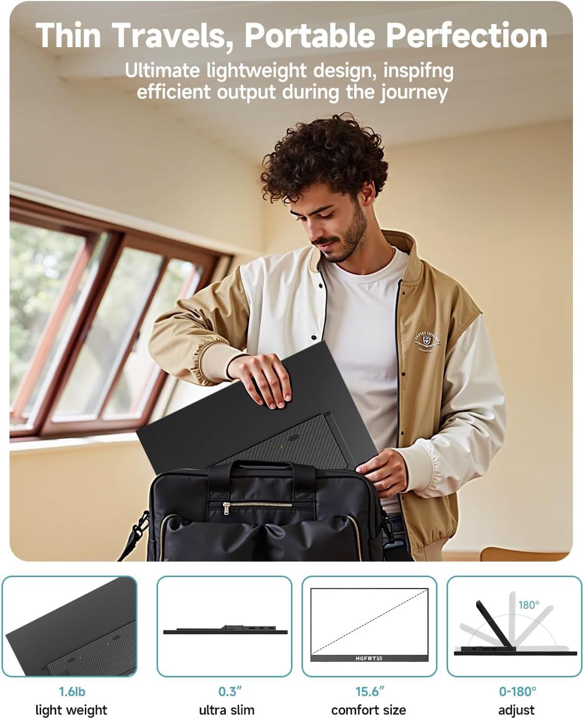 15.6 Inch Portable Monitor Touchscreen, 1920X1080P IPS HDR Touch Screen Travel Monitor with Kickstand & Speaker,Vesa HDMI USB C External Monitors for Laptop Computer PC Mac Phone Gaming image number 1