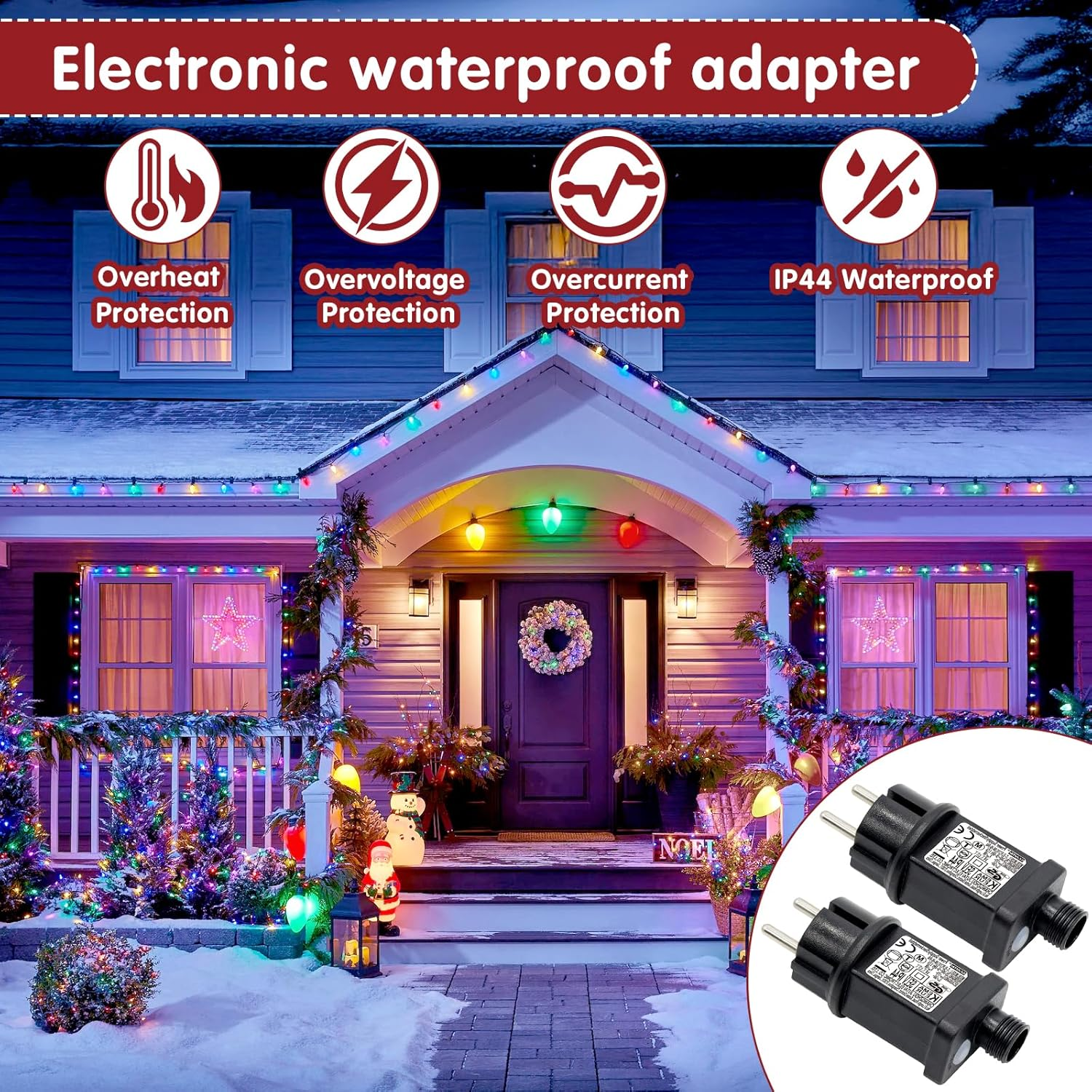 Vautvis 31V 6W Turn Signal for Garland, 2 Piece Transformer for LED String Lights, Outdoor Light Adapter with 8 Modes, Waterproof IP44 Led Transformer for Christmas Lighting image number 2