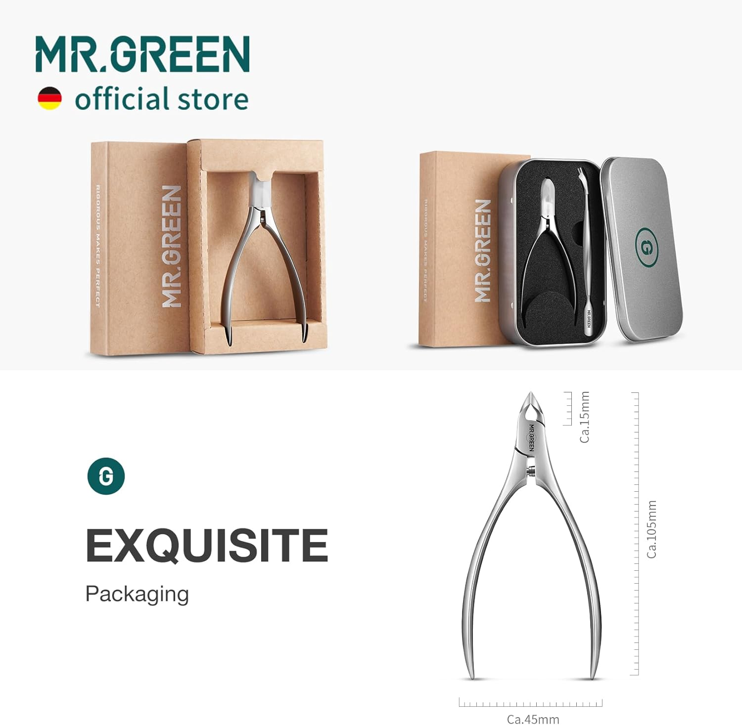MR.GREEN Cuticle Nippers Innovate Cuticle Scissors Built-In Spring Clippers Trimmer Dead Skin Remover Manicure Beauty Tool (Cuticle Nipper+Manicure Pusher) image number 1