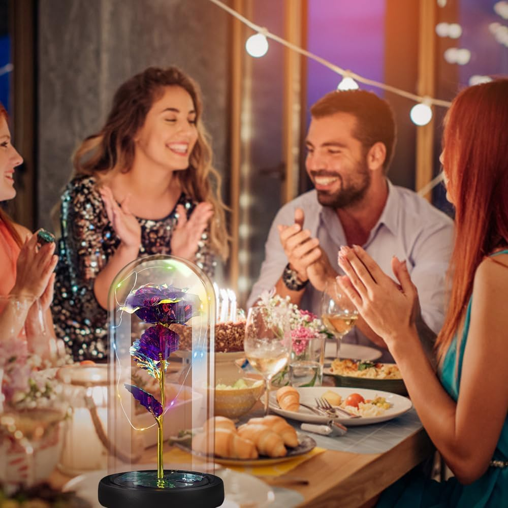 Birthday Gifts for Women Gifts for Mom Gifts for Women Gifts for Sister Grandma Rose Flower in Glass Dome Housewarming Gifts Valentines Day Gifts New Home Rose for Valentines Day Battery Not Included - Pink image number 6