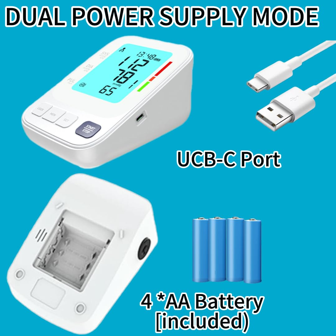 Blood Pressure Monitor, Clinically Validated Blood Pressure Cuff (22-42Cm), Extra Large 4.5" Blue-Lit Screen, Fast Automatic Measurement - Medical Grade, 2 * 120 Memory, Batteries Included image number 6