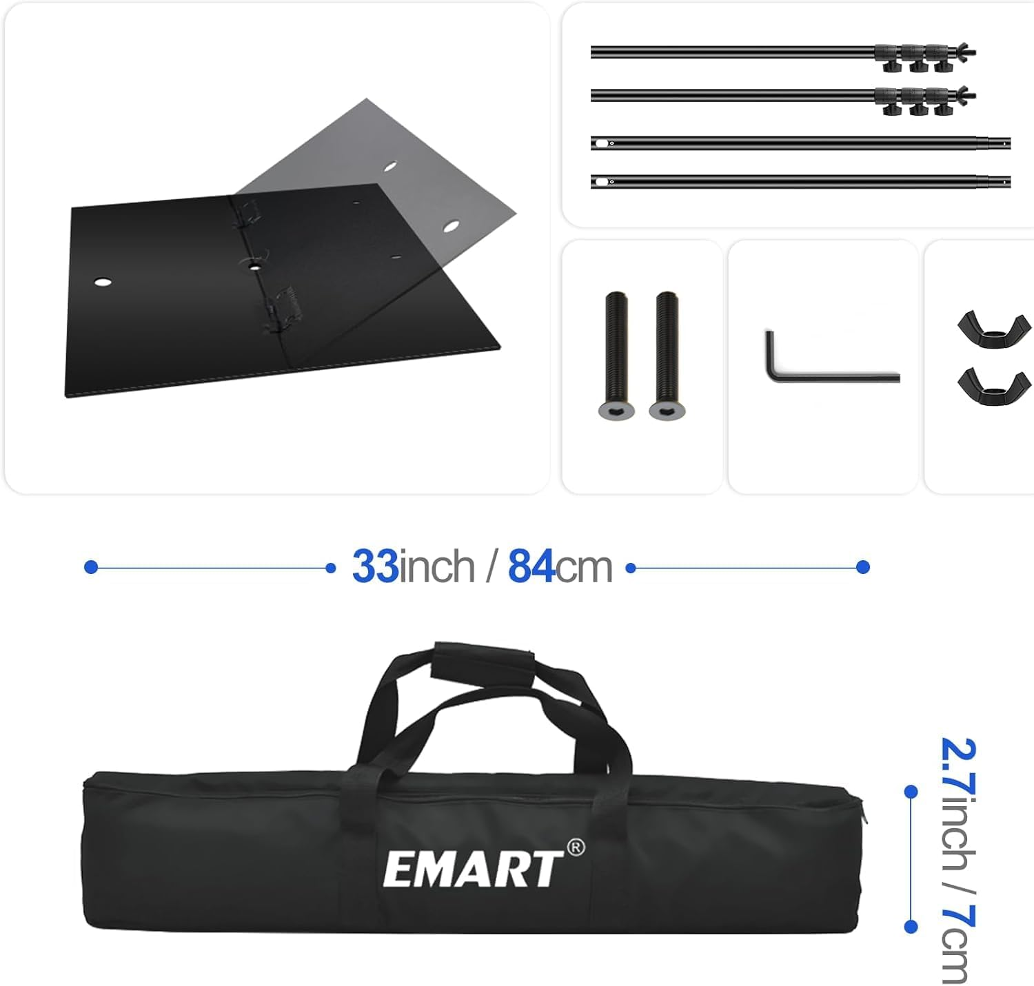 EMART Heavy Duty Background Stand, 10X10Ft/3X3M Adjustable Backdrop Support System Kit with Steel Base for Photography, Photo Video Studio, Birthday Parties Wedding Decoration -Black image number 7
