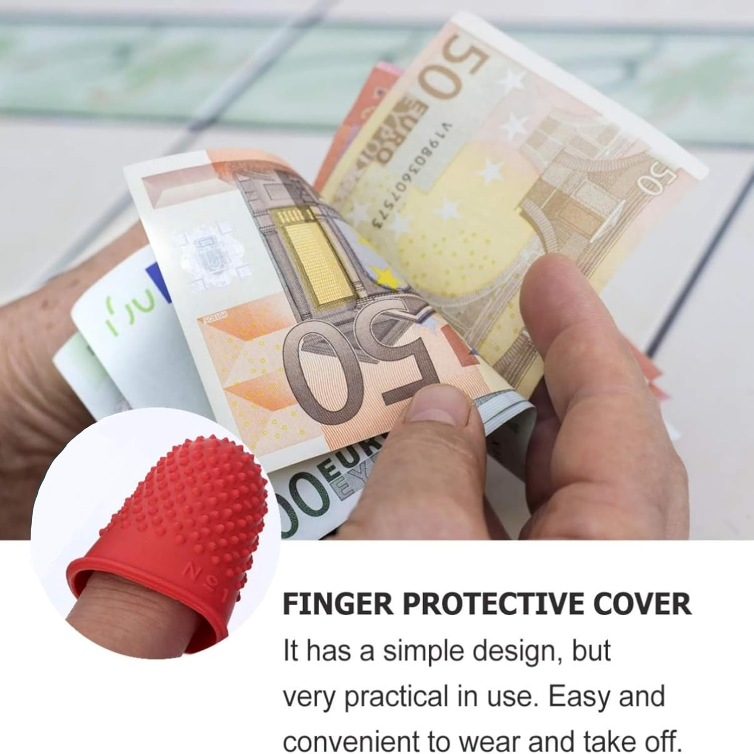 5 Pieces Silicone Finger Gloves,Non-Slip Heat Insulation High Temperature Resistant with Particles Finger Protector,Cut Resistant Finger Cots,For Money Counting Collating Writing Sorting Task image number 3