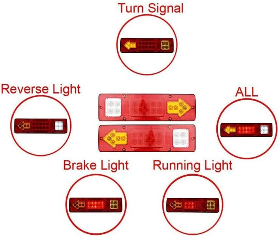 AIMALL 2X LED Tail Lights &ndash; 12V Waterproof IP67, Stop, Reverse, Indicator, 11.8X3.5 Inches for UTE, UTV, Trailer, Caravan, Truck, Boat image number 4